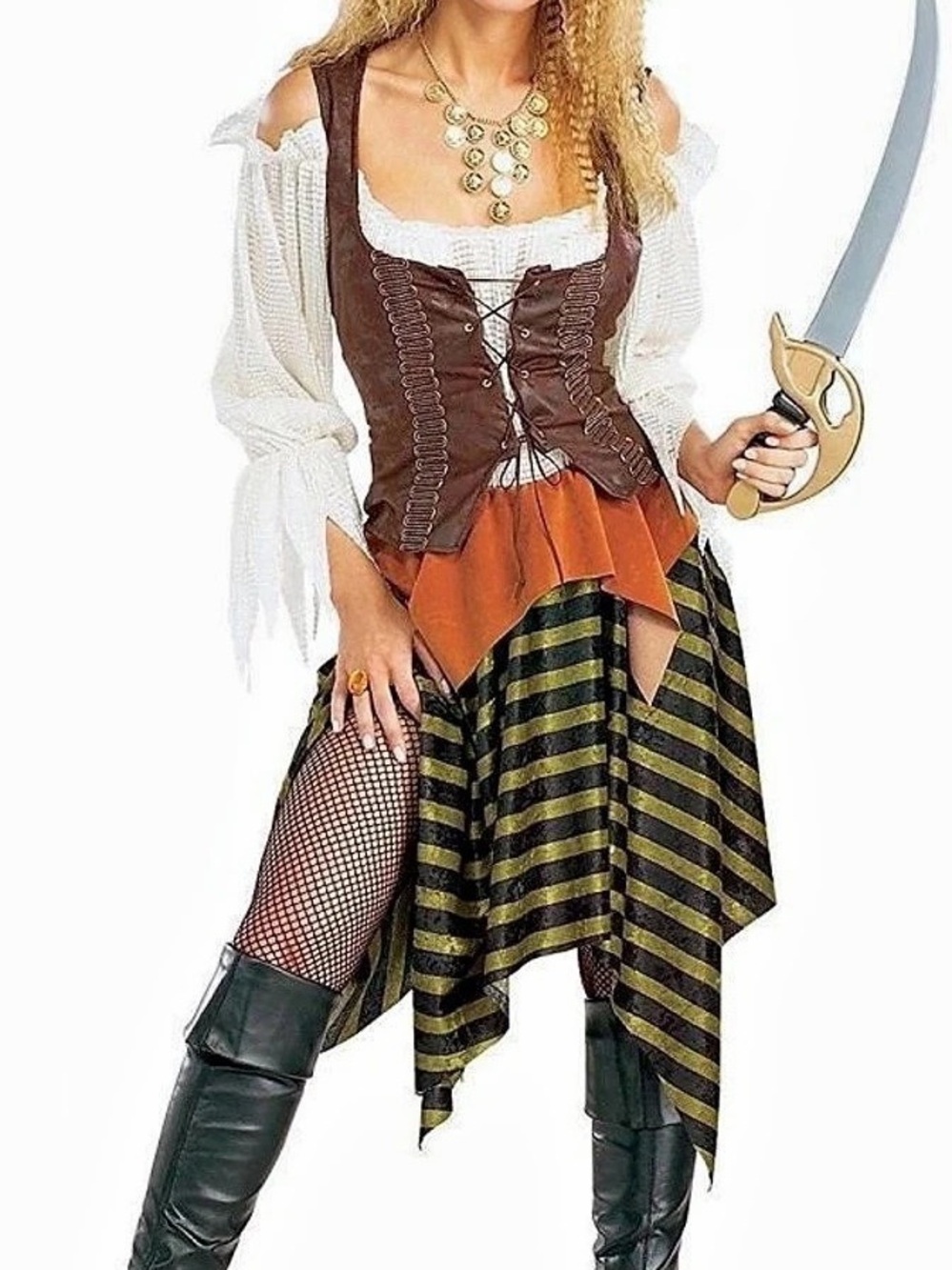 Rubies Pirate Costume Dress in Black & Yellow - Like New